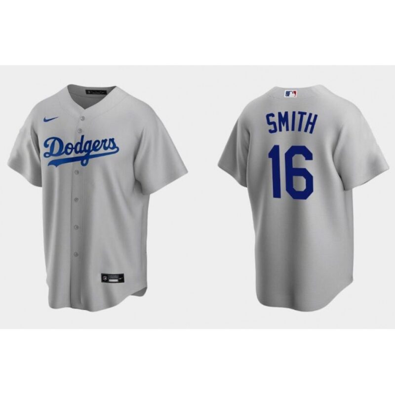 6863b9d1e1949_1 Men's Los Angeles Dodgers #16 Will Smith Grey Cool Base Stitched Jersey