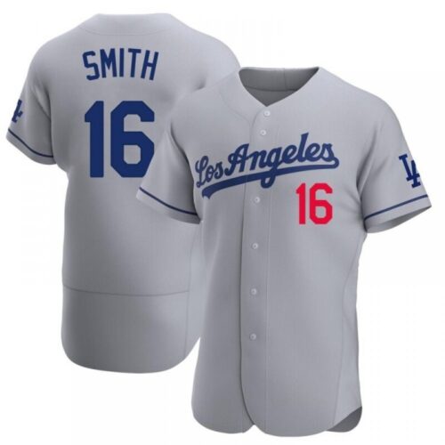 6863b9dd3fa5a_1 Men's Los Angeles Dodgers #16 Will Smith Grey Stitched Jersey