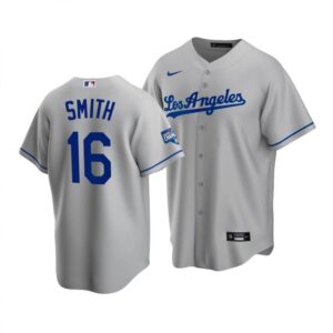 6863b9e145136_1 Men's Los Angeles Dodgers #16 Will Smith Grey 2020 World Series Champions Home Patch Stitched Jersey