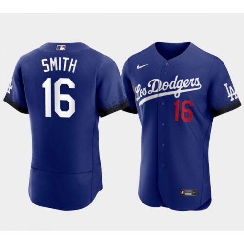 6863b9e52b470_1 Men's Los Angeles Dodgers #16 Will Smith 2021 Royal City Connect Flex Base Stitched Baseball Jersey