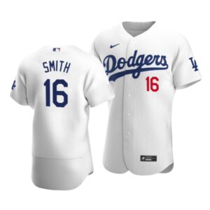 6863b9e9a9fc0_1 Men's Los Angeles Dodgers #16 Will Smith White Flex Base Sttiched Jersey