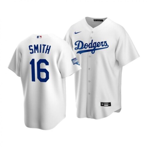 6863b9f4bd266_1 Men's Los Angeles Dodgers #16 Will Smith White 2020 World Series Champions Home Patch Stitched Jersey