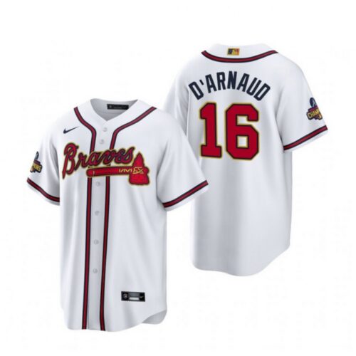 6863ba507b313_1 Men's Atlanta Braves #16 Travis d'Arnaud White 2022-23 Gold Cool Base Stitched Baseball Jersey