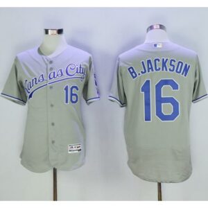 6863ba7782d52_1 Royals #16 Bo Jackson Grey Flexbase Authentic Collection Stitched MLB Jersey