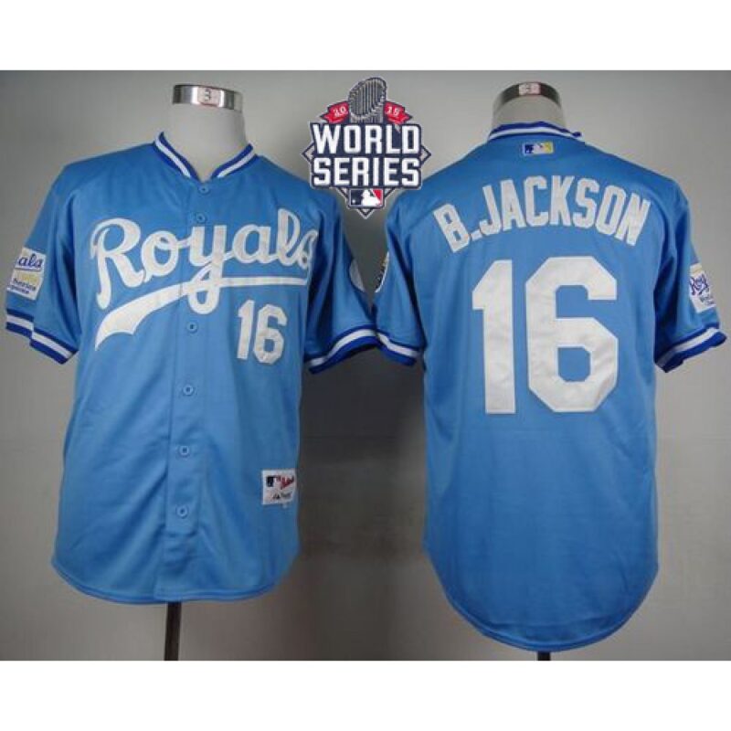 6863ba803d87a_1 Royals #16 Bo Jackson Light Blue 1985 Turn Back The Clock W/2015 World Series Patch Stitched MLB Jersey