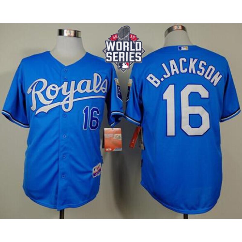 6863ba8e27a11_1 Royals #16 Bo Jackson Light Blue Alternate Cool Base W/2015 World Series Patch Stitched MLB Jersey
