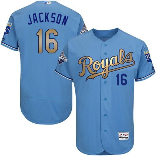 6863ba954f441_1 Royals #16 Bo Jackson Light Blue FlexBase Authentic 2015 World Series Champions Gold Program Stitched MLB Jersey