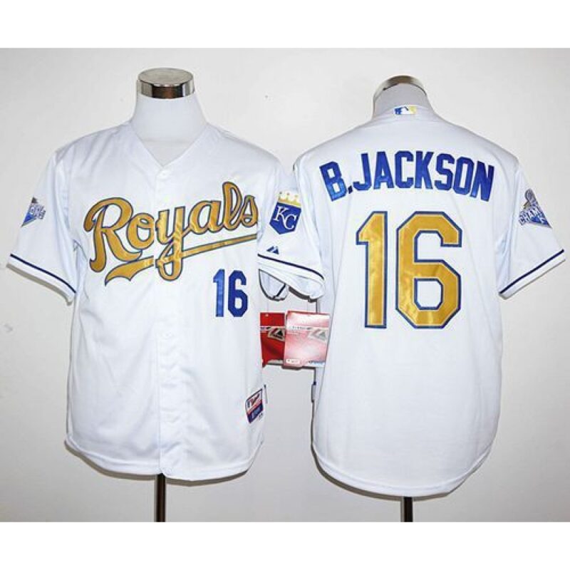6863baab7d77a_1 Royals #16 Bo Jackson White 2015 World Series Champions Gold Program Stitched MLB Jersey
