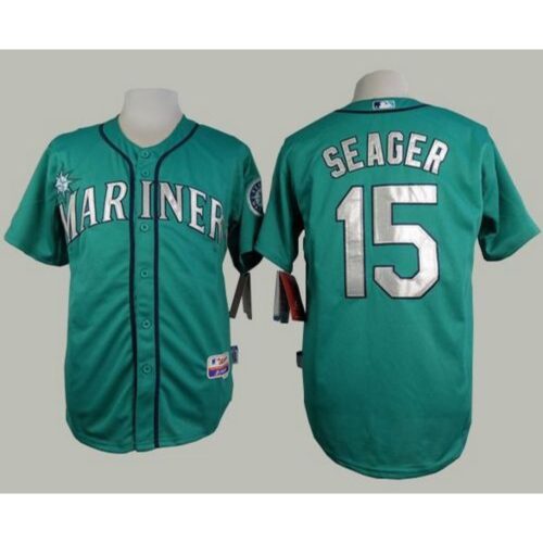 6863bb19bb266_1 Mariners #15 Kyle Seager Green Alternate Cool Base Stitched MLB Jersey