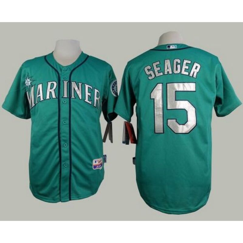6863bb19bb266_1 Mariners #15 Kyle Seager Green Alternate Cool Base Stitched MLB Jersey
