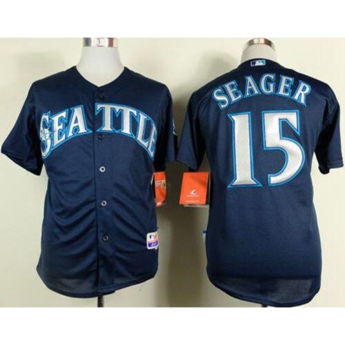 6863bb26378a0_1 Mariners #15 Kyle Seager Navy Blue Cool Base Stitched MLB Jersey