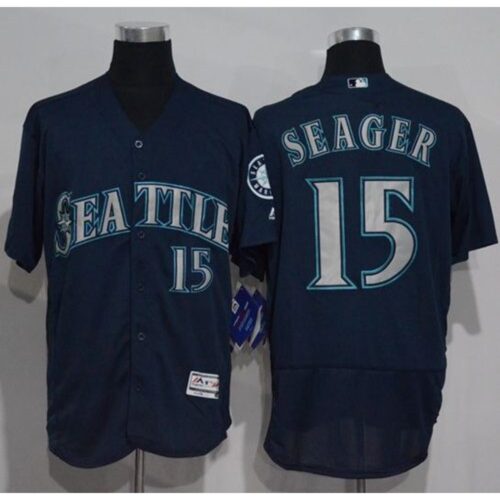 6863bb29dcad1_1 Mariners #15 Kyle Seager Navy Blue Flexbase Authentic Collection Stitched MLB Jersey