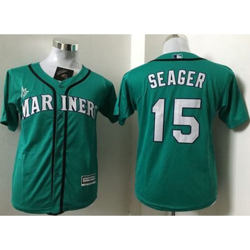 6863bb353a115_1 Mariners #15 Kyle Seager Green Cool Base Stitched Youth MLB Jersey