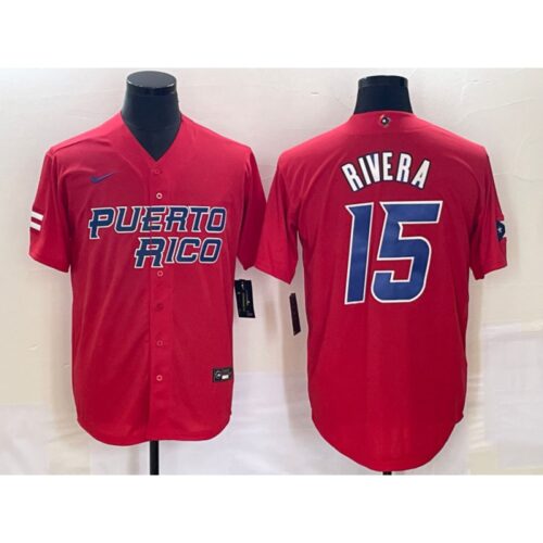 6863bb7679c25_1 Men's Puerto Rico Baseball #15 Emmanuel Rivera 2023 Red World Baseball Classic Stitched Jersey