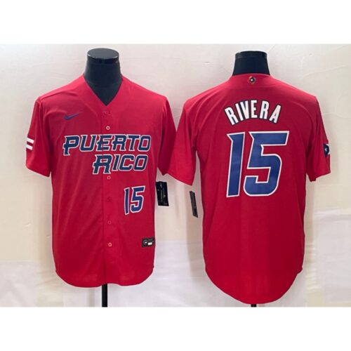 6863bb7e053e3_1 Men's Puerto Rico Baseball #15 Emmanuel Rivera 2023 Red World Baseball Classic With Patch Stitched Jersey