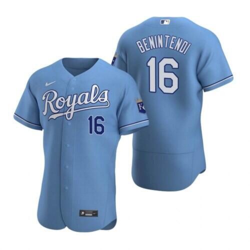 6863bba732e7a_1 Men's Kansas City Royals #16 Andrew Benintendi Light Blue Flex Base Stitched Jersey