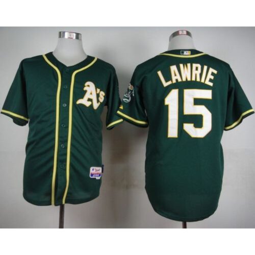 6863bc979c707_1 Athletics #15 Brett Lawrie Green Cool Base Stitched MLB Jersey
