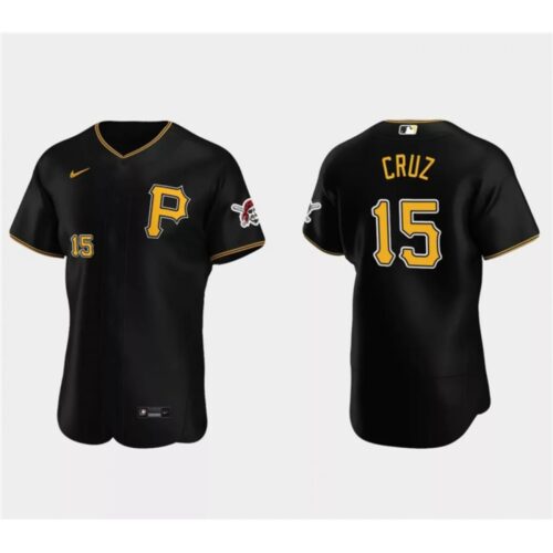 6863bca2d8e1d_1 Men's Pittsburgh Pirates #15 Oneil Cruz Black Flex Base Stitched Baseball Jersey