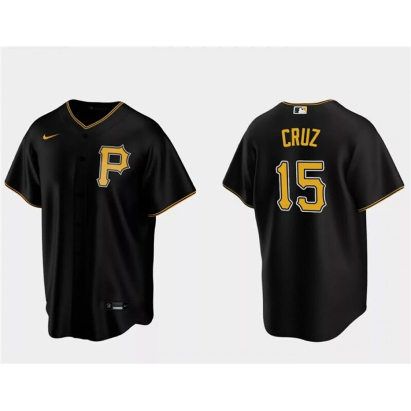 6863bca6d2215_1 Men's Pittsburgh Pirates #15 Oneil Cruz Black Cool Base Stitched Baseball Jersey