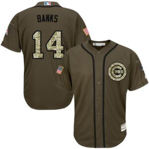 6863bcff51cc7_1 Cubs #14 Ernie Banks Green Salute to Service Stitched Youth MLB Jersey