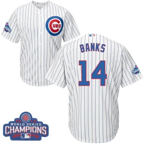 6863bd07a7668_1 Cubs #14 Ernie Banks White Home 2016 World Series Champions Stitched Youth MLB Jersey