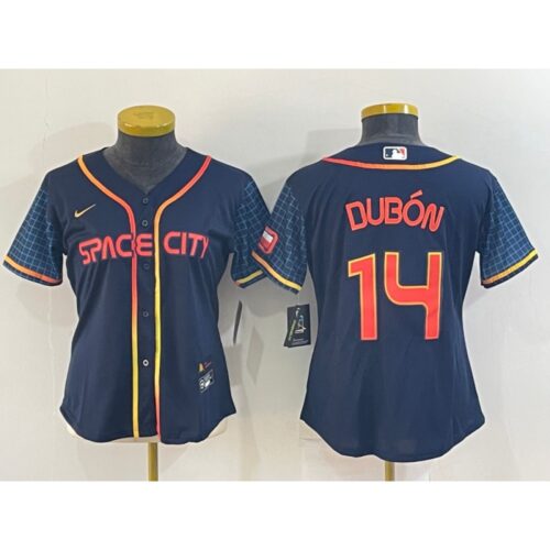 6863bd1cd14d4_1 Women's Houston Astros #14 Mauricio Dubon 2022 Navy City Connect Stitched Jersey(Run Small)
