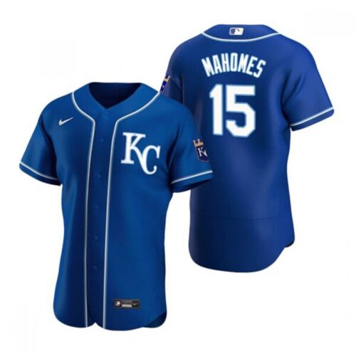 6863bd406936a_1 Men's Kansas City Royals #15 Patrick Mahomes Blue Flex Base Stitched Jersey
