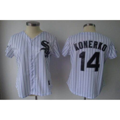 6863bd64dbf5f_1 White Sox #14 Paul Konerko White With Black Strip Women's Fashion Stitched MLB Jersey