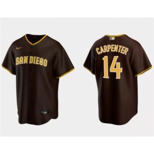 6863bd7587133_1 Men's San Diego Padres #14 Matt Carpenter Brown Cool Base Stitched Jersey