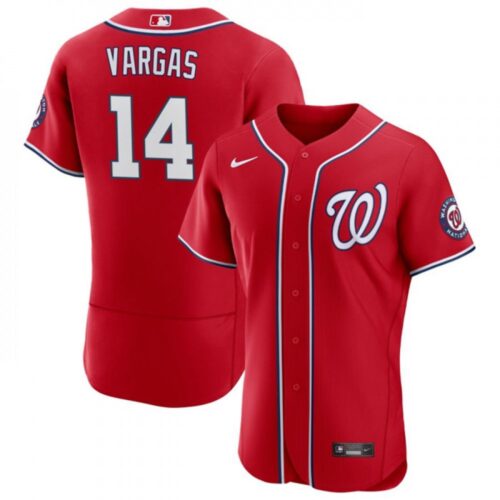 6863bd8a87b4b_1 Men's Washington Nationals #14 ildemaro Vargas Red Flex Base Stitched MLB Jersey