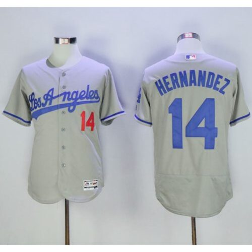 6863bdcc1269c_1 Dodgers #14 Enrique Hernandez Grey Flexbase Authentic Collection Road Stitched MLB Jersey