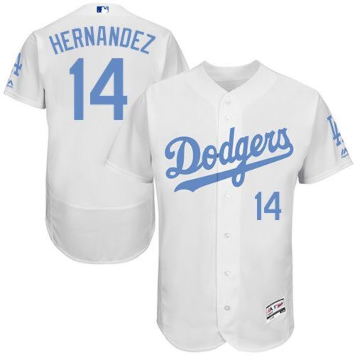 6863bdd38c378_1 Dodgers #14 Enrique Hernandez White Flexbase Authentic Collection 2016 Father's Day Stitched MLB Jersey