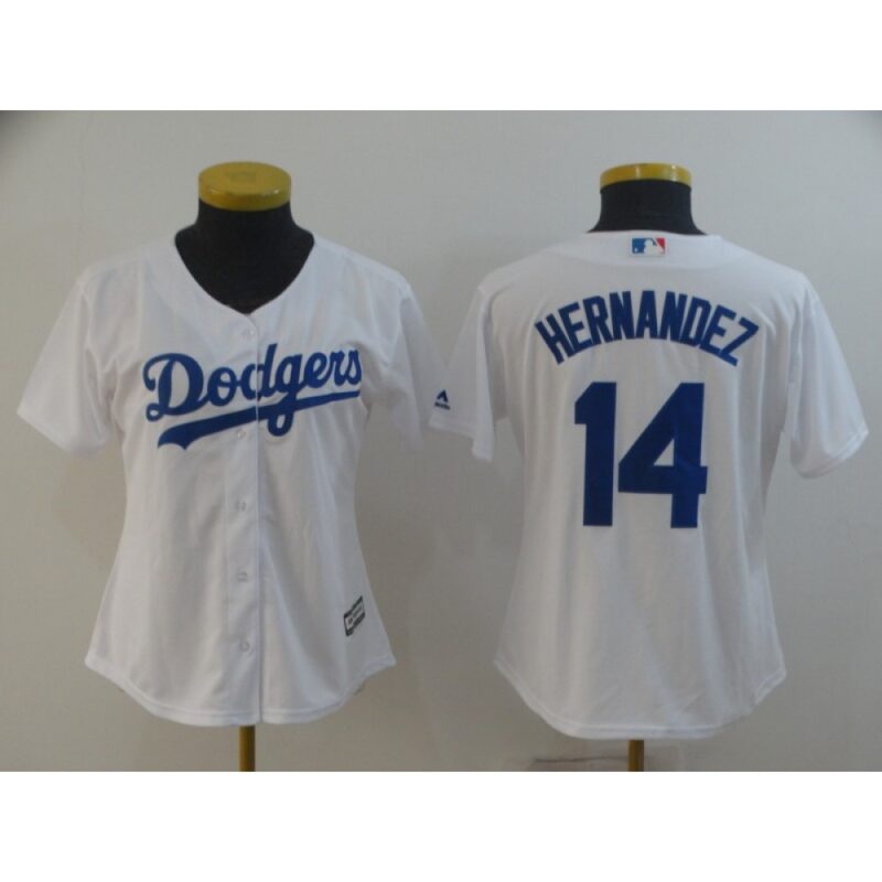 6863bde67fb09_1 Women's Los Angeles Dodgers #14 Kike Hernandez White Cool Base Stitched MLB Jersey(Run Small)