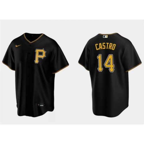 6863bdef196b0_1 Men's Pittsburgh Pirates #14 Rodolfo Castro Black Cool Base Stitched Baseball Jersey