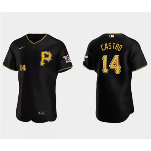 6863bdf3378af_1 Men's Pittsburgh Pirates #14 Rodolfo Castro Black Flex Base Stitched Baseball Jersey