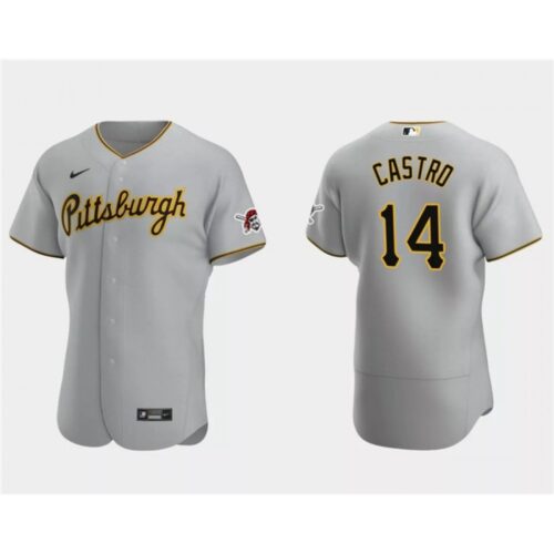 6863bdf69420a_1 Men's Pittsburgh Pirates #14 Rodolfo Castro Grey Flex Base Stitched Baseball Jersey