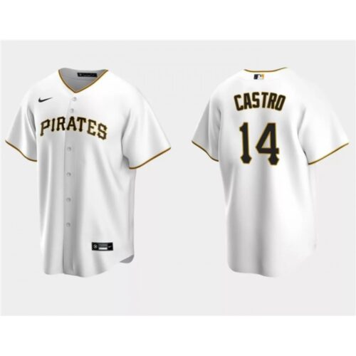 6863be0246c8f_1 Men's Pittsburgh Pirates #14 Rodolfo Castro White Cool Base Stitched Baseball Jersey