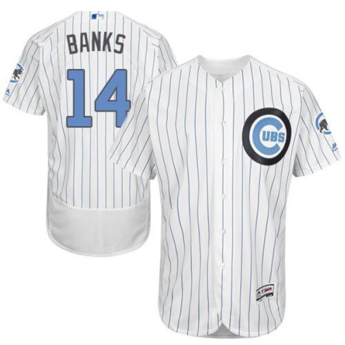 6863be846e94d_1 Cubs #14 Ernie Banks White(Blue Strip) Flexbase Authentic Collection 2016 Father's Day Stitched MLB Jersey