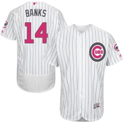 6863be8884dca_1 Cubs #14 Ernie Banks White(Blue Strip) Flexbase Authentic Collection 2016 Mother's Day Stitched MLB Jersey