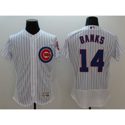 6863be8ceab20_1 Cubs #14 Ernie Banks White Flexbase Authentic Collection Stitched MLB Jersey