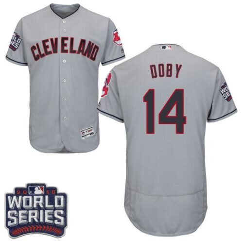 6863bea7a8327_1 indians #14 Larry Doby Grey Flexbase Authentic Collection 2016 World Series Bound Stitched MLB Jersey