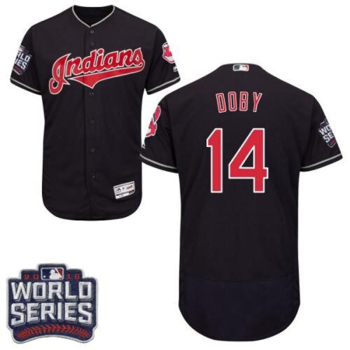 6863beaf5cbbc_1 indians #14 Larry Doby Navy Blue Flexbase Authentic Collection 2016 World Series Bound Stitched MLB Jersey