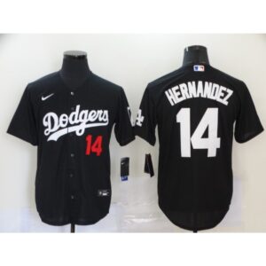 6863beef6514b_1 Men's Los Angeles Dodgers #14 Kike Hernandez Black Cool Base Stitched MLB Jersey
