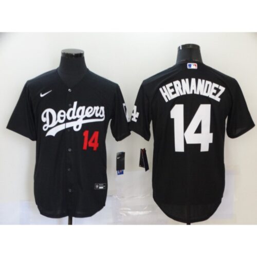 6863beef6514b_1 Men's Los Angeles Dodgers #14 Kike Hernandez Black Cool Base Stitched MLB Jersey