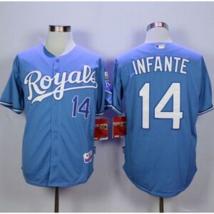 6863bf91252ff_1 Royals #14 Omar infante Light Blue Alternate 1 Cool Base Stitched MLB Jersey