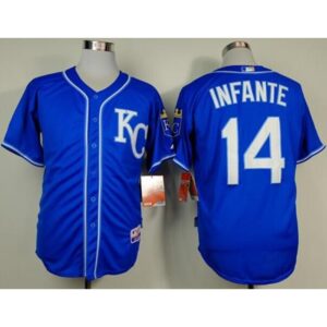 6863bf94b9741_1 Royals #14 Omar infante Light Blue Alternate 2 Cool Base Stitched MLB Jersey