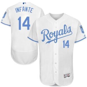 6863bf9f976a6_1 Royals #14 Omar infante White Flexbase Authentic Collection 2016 Father's Day Stitched MLB Jersey