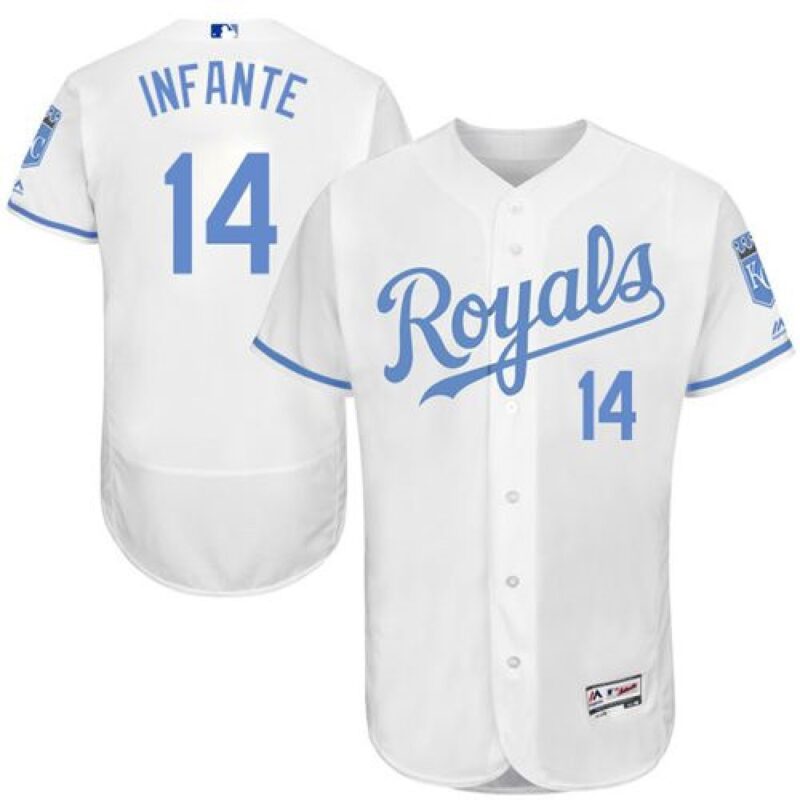 6863bf9f976a6_1 Royals #14 Omar infante White Flexbase Authentic Collection 2016 Father's Day Stitched MLB Jersey