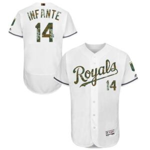 6863bfa4660f4_1 Royals #14 Omar infante White Flexbase Authentic Collection 2016 Memorial Day Stitched MLB Jersey