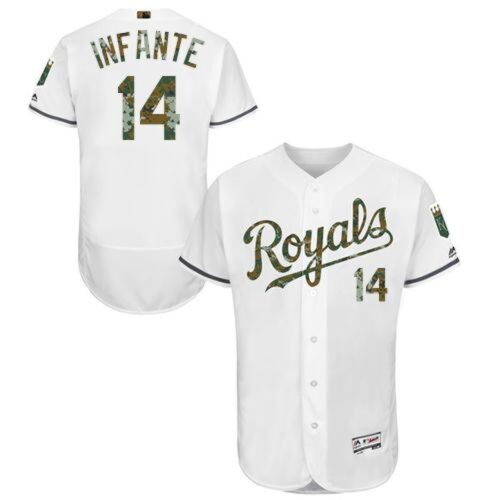 6863bfa4660f4_1 Royals #14 Omar infante White Flexbase Authentic Collection 2016 Memorial Day Stitched MLB Jersey